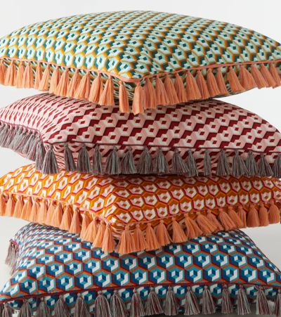 La Doublej Cushion With Fringes (50x50) In Mul