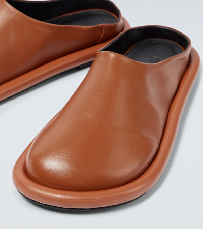 Shop Jw Anderson Bumper-tube Leather Slippers In Pecan