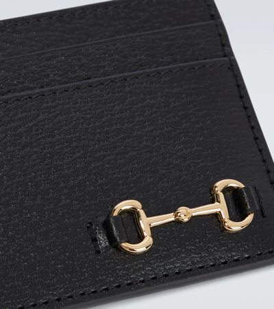 Shop Gucci Horsebit Leather Cardholder In Nero