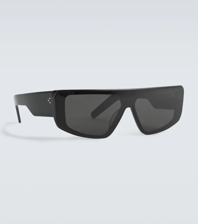 Shop Rick Owens Performa Rectangular Sunglasses In Black/black