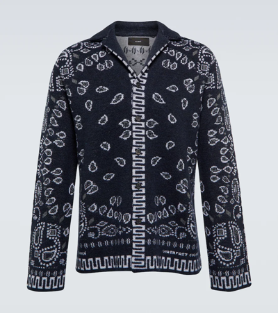 Shop Alanui Bandana Wool-blend Overshirt In Navy Blue