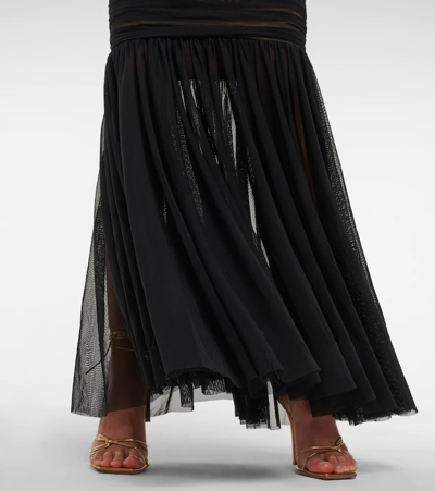 Shop Norma Kamali Walter Off-shoulder Gown In Black Mesh
