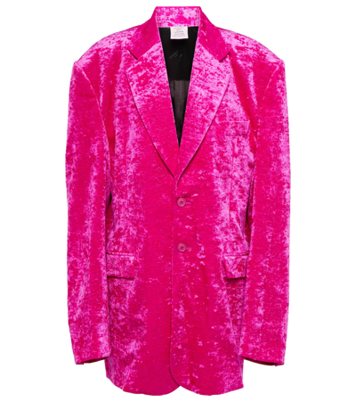 Shop Vetements Oversized Velvet Blazer In Pink