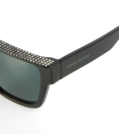 Shop Magda Butrym Square Sunglasses In Black/ Crystal/grey
