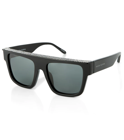 Shop Magda Butrym Square Sunglasses In Black/ Crystal/grey