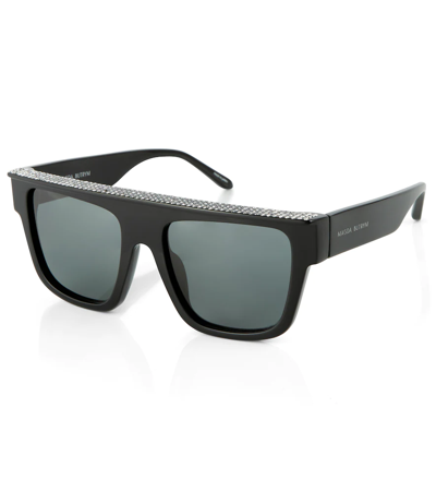 Magda Butrym Square Sunglasses In Black/ Crystal/grey