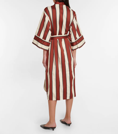 Shop Joseph Dima Striped Twill Midi Dress In Chestnut Combo