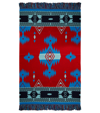 Shop Alanui Icon Wool-blend Jacquard Blanket In Red Multicolor