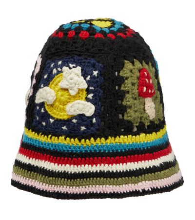 Shop Alanui Northern Vibes Crochet Bucket Hat In Multicolor