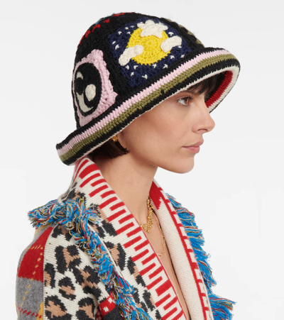 Shop Alanui Northern Vibes Crochet Bucket Hat In Multicolor
