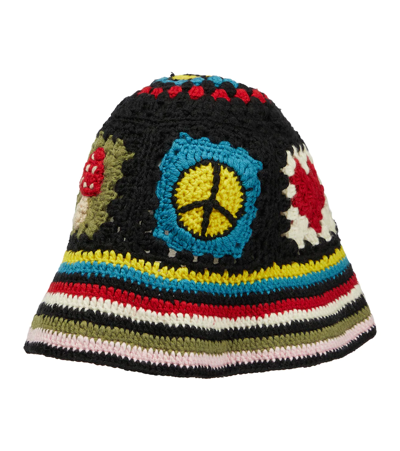 Shop Alanui Northern Vibes Crochet Bucket Hat In Multicolor