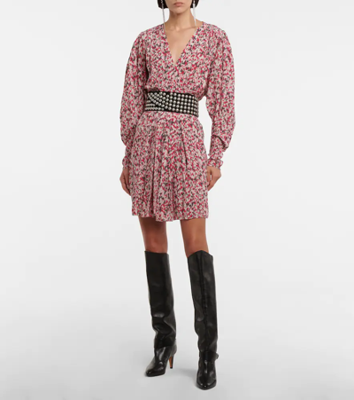 Isabel Marant Étoile Abstract Pattern-print V-neck Mini Dress In Raspberry