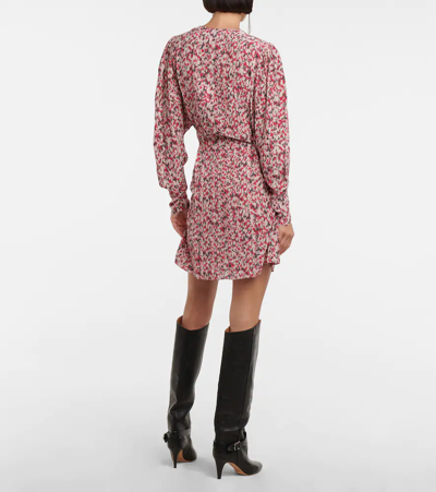 Isabel Marant Étoile Abstract Pattern-print V-neck Mini Dress In Raspberry