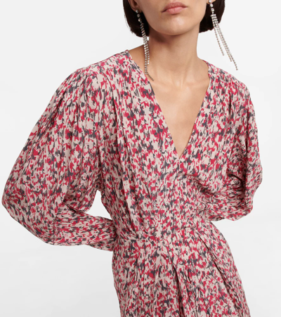 Isabel Marant Étoile Abstract Pattern-print V-neck Mini Dress In Raspberry