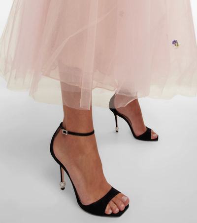 Shop Roger Vivier Marlene Embellished Suede Sandals In Nero
