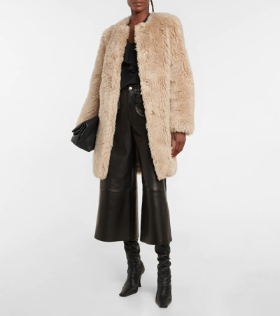 Shop Yves Salomon Meteo Belted Wool Coat In Madeleine