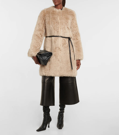 Shop Yves Salomon Meteo Belted Wool Coat In Madeleine