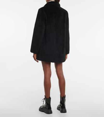 Yves Salomon Black Wool Coat In Noir