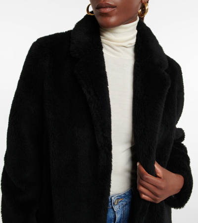 Yves Salomon Black Wool Coat In Noir