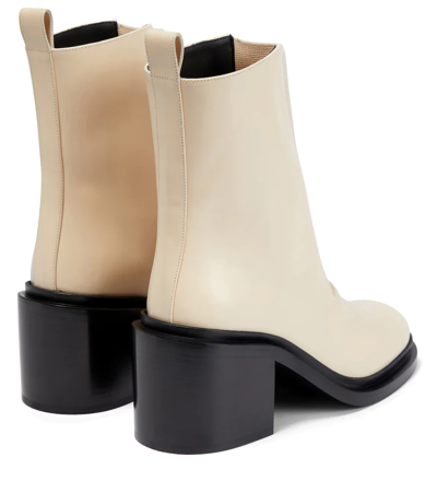 Shop Jil Sander Leather Ankle Boots In Stucco