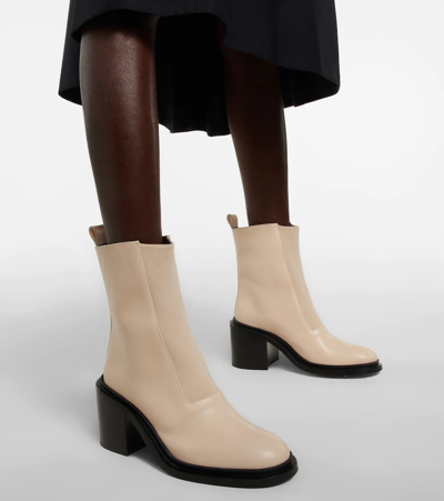 Shop Jil Sander Leather Ankle Boots In Stucco