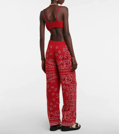 Shop Alanui Bandana Wool-blend Sweatpants In Red Multic