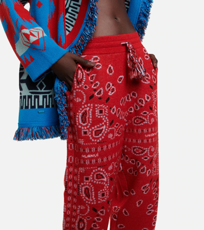 Shop Alanui Bandana Wool-blend Sweatpants In Red Multic