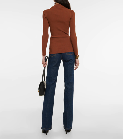Shop Saint Laurent Ribbed-knit Sweater In Caramel