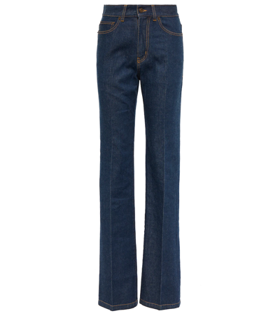 Shop Saint Laurent Clyde High-rise Straight Jeans In Medium Blue Rinse