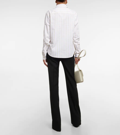 Shop Saint Laurent Striped Cotton Poplin Shirt In Craie Beige