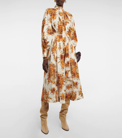 Shop Alemais Derby Floral-print Shirt Dress In Cream/rust