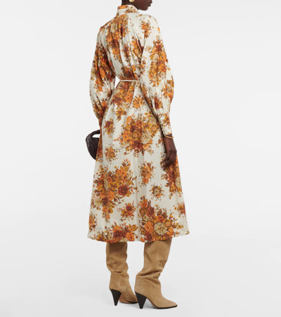 Shop Alemais Derby Floral-print Shirt Dress In Cream/rust