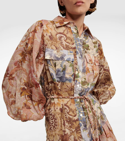 Shop Alemais Phillipa Floral-print Shirt Dress In Sage Floral