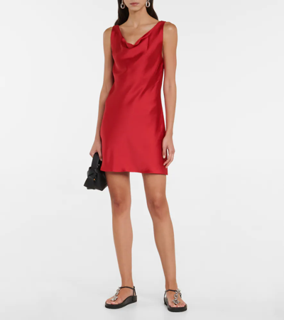 Norma Kamali Maria Satin Minidress In Tiger Red