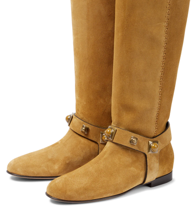 Shop Etro Crown Me Suede Knee-high Boots In Brown