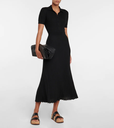 Shop Gabriela Hearst Amor Cashmere And Silk Midi Dress In Black