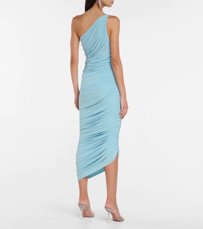Shop Norma Kamali Diana One-shoulder Midi Dress In Powder Blue