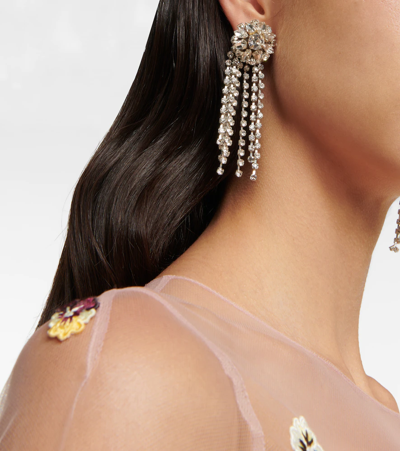 Shop Oscar De La Renta Crystal-embellished Earrings