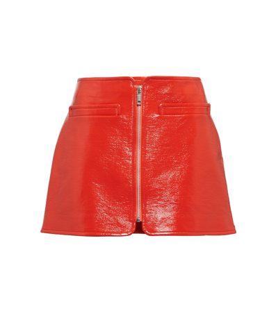 Shop Courrèges Faux Leather Miniskirt In Red