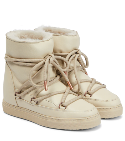 Shop Inuikii Classic Wedge Leather Snow Boots In Cream