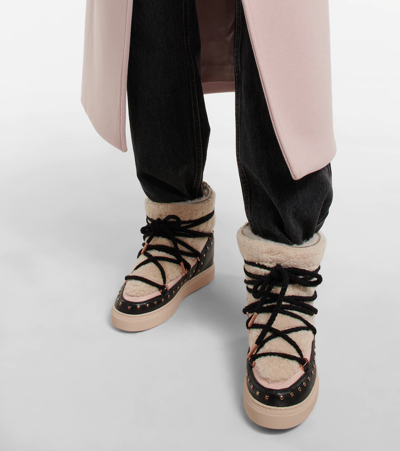 Shop Inuikii Shearling And Leather Boots In Petal