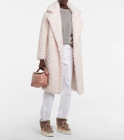 Shop Inuikii Sneaker Classic Shearling And Leather Ankle Boots In Taupe