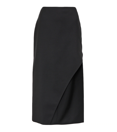 Shop Alexander Mcqueen Wool And Mohair Midi Skirt In Black