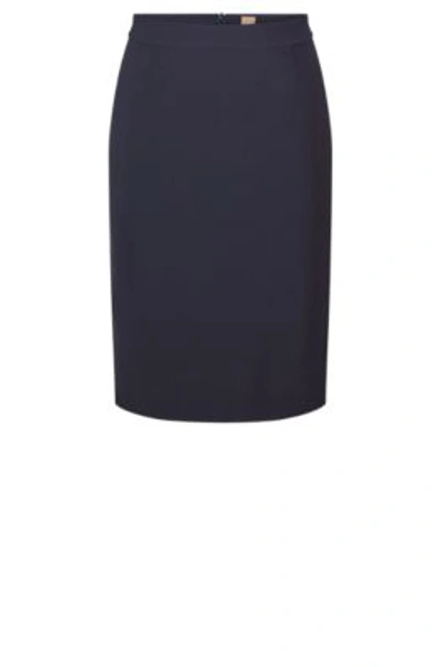 Shop Hugo Boss Pencil Skirt In Italian Stretch Virgin Wool In Dark Blue