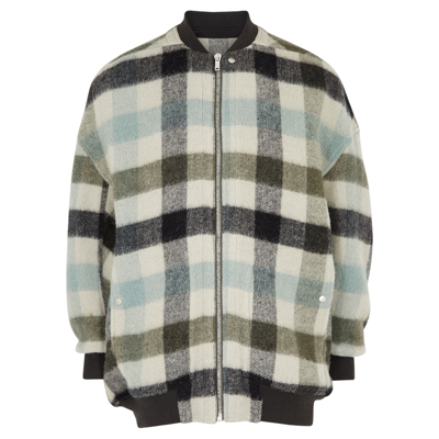 Shop Rick Owens Peter Flight Checked Wool-blend Jacket In Multicoloured