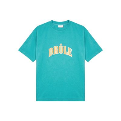 Shop Drôle De Monsieur Universitaire Turquoise Logo Cotton T-shirt