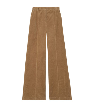 Shop Burberry Corduroy Wide-leg Trousers In Camel