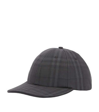 Shop Burberry Cotton Vintage Check Cap In Grey