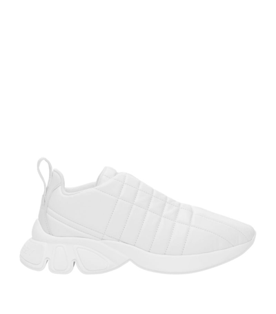 Shop Burberry Quilted Leather Classic Sneakers In White