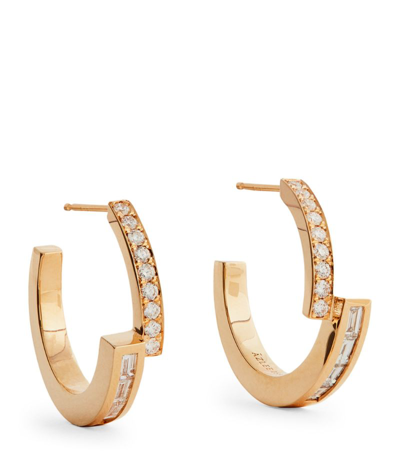 Shop Azlee Yellow Gold And Diamond Hoop Earrings